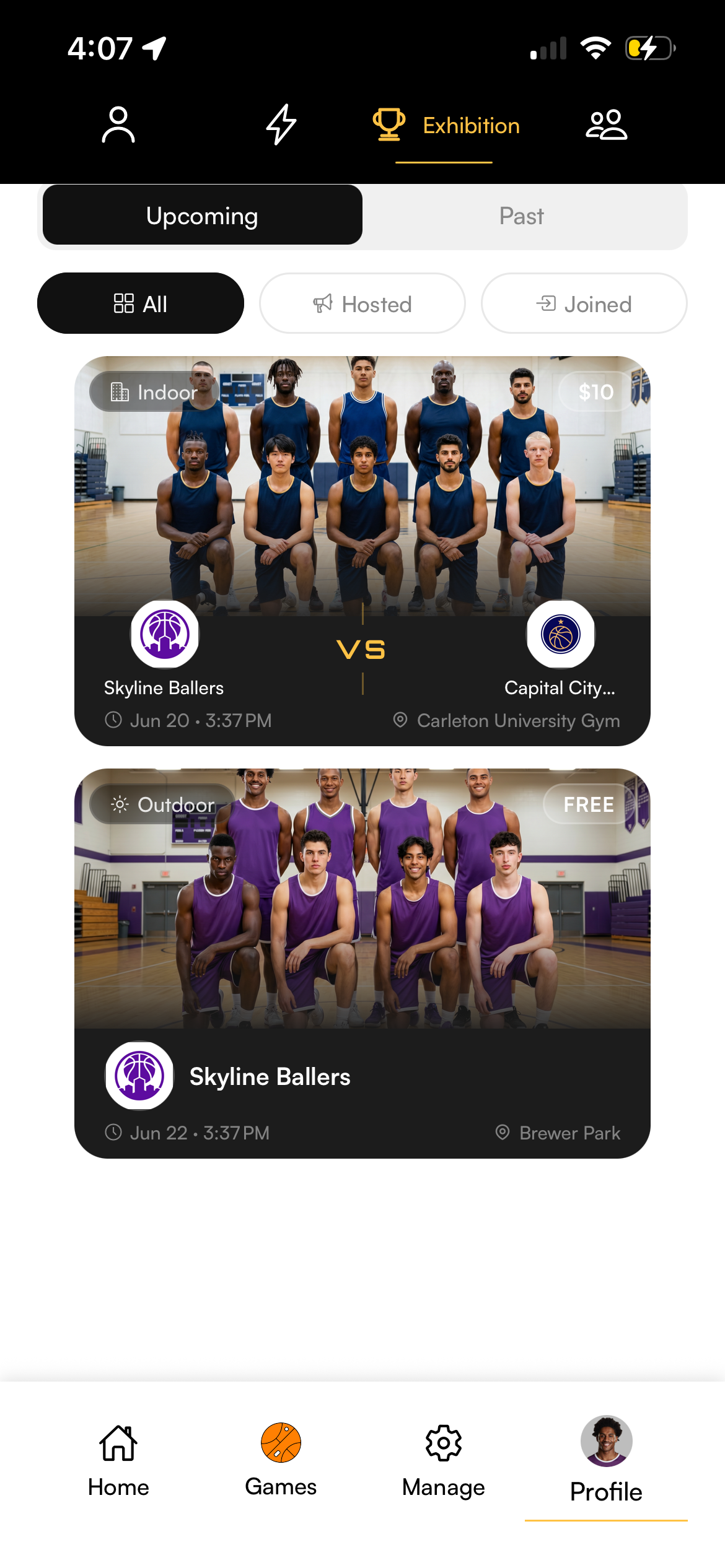 Exhibition matchup