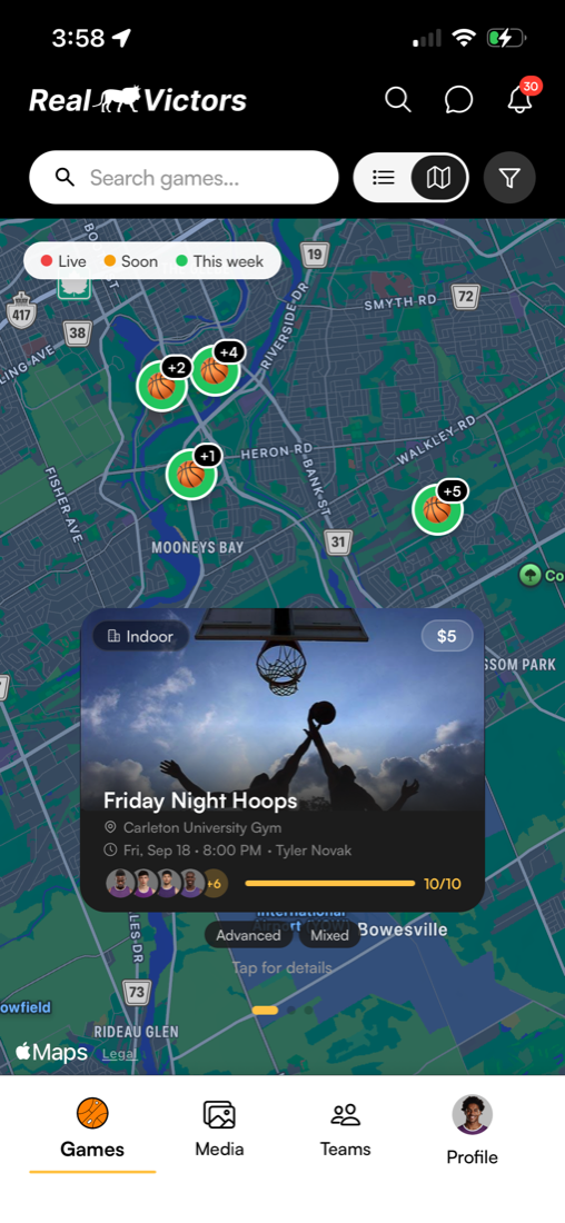 Live map of runs this week